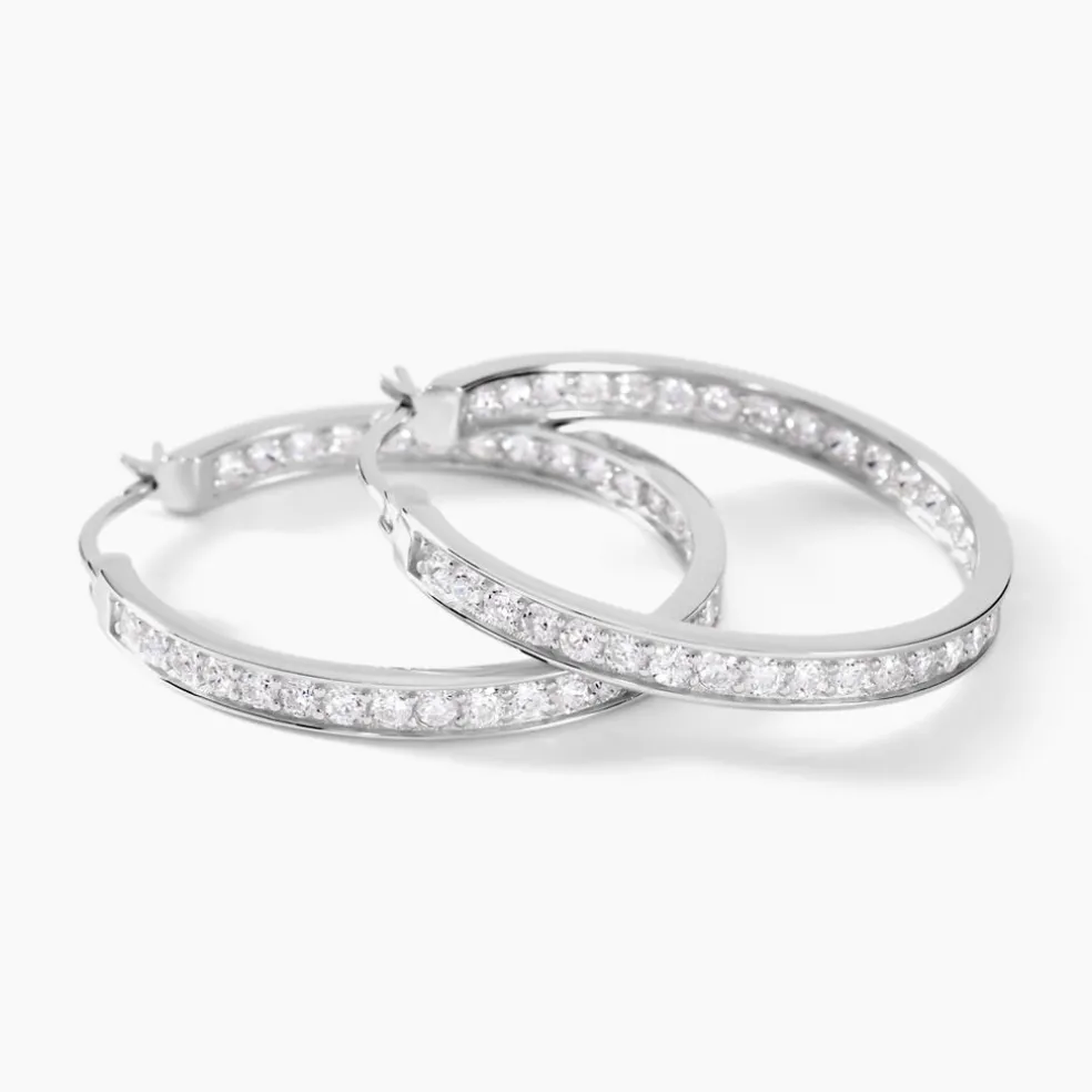 Créoles Django Argent Blanc Oxyde De Zirconium