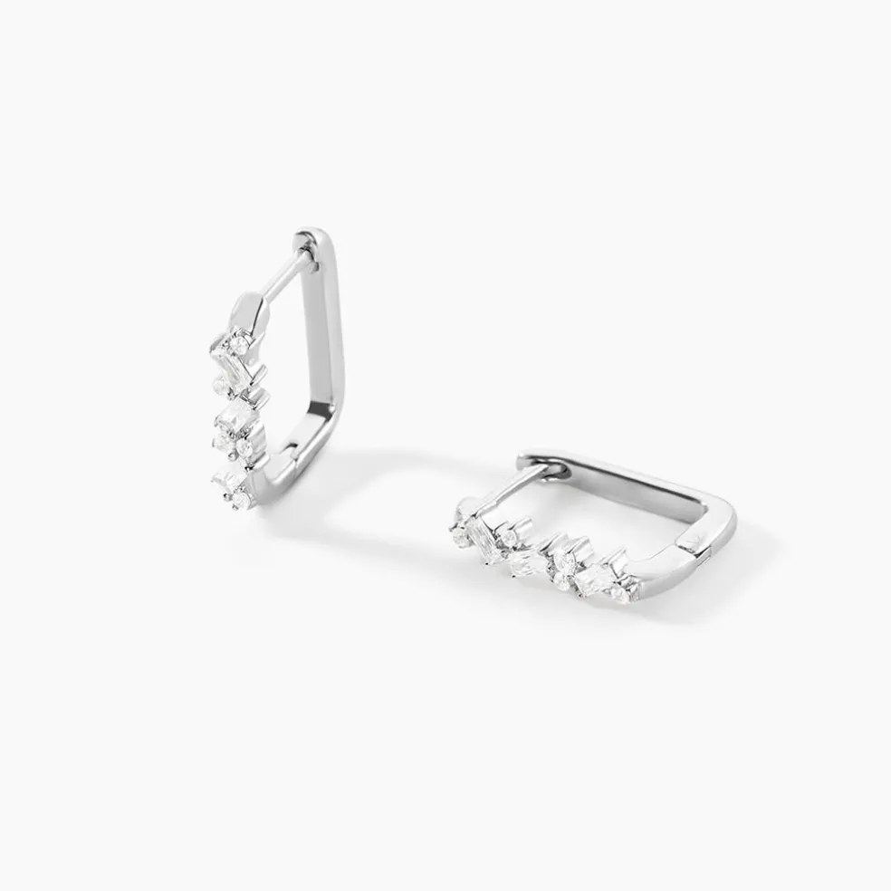 Créoles Eclat d'Aurore Argent Blanc Oxyde De Zirconium