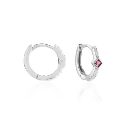 Créoles Fane Argent Rhodié Oxyde De Zirconium