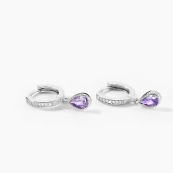 Créoles Jerusha Argent Blanc Oxyde De Zirconium