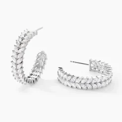 Créoles Jovan Argent Blanc Oxyde De Zirconium