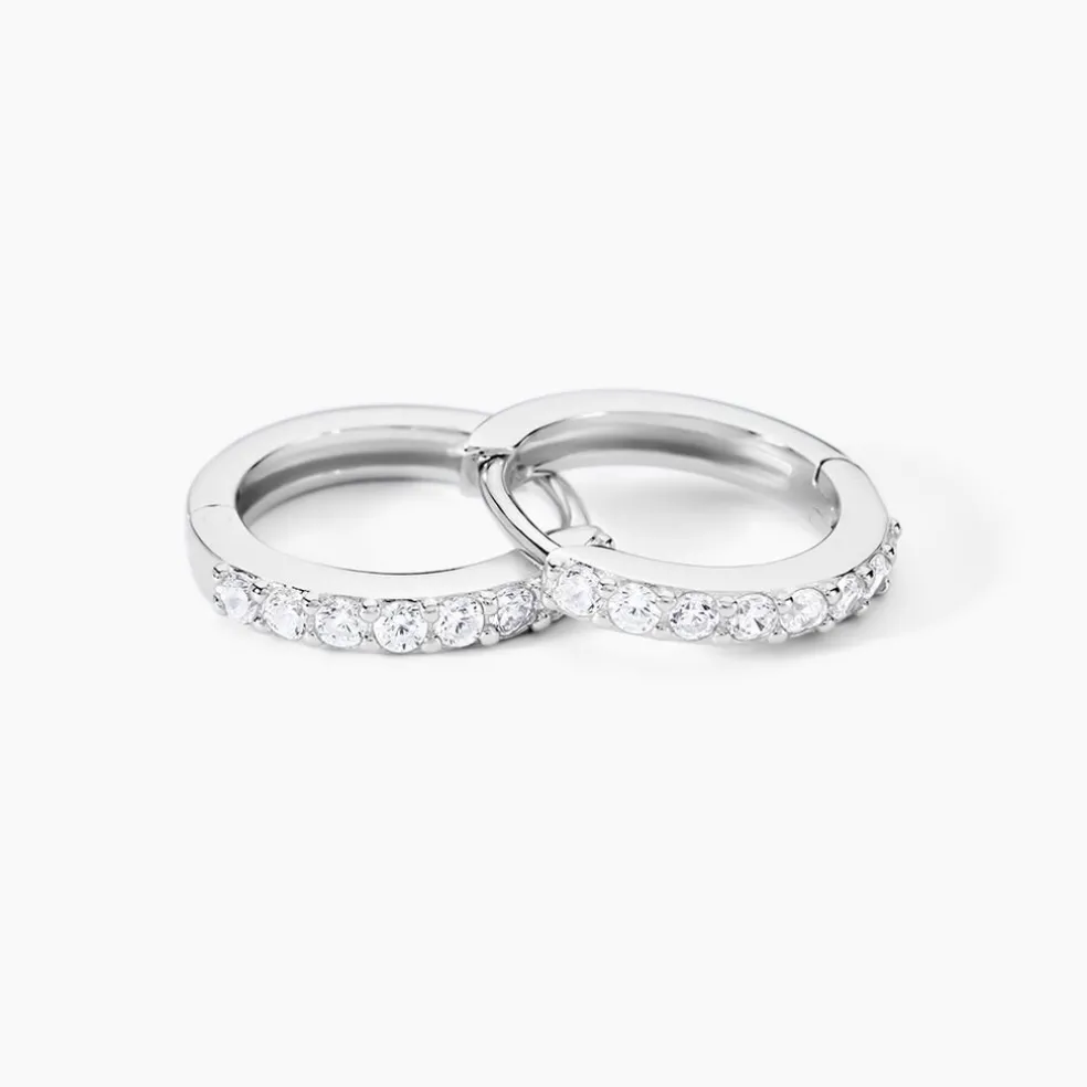 Créoles Jussi Argent Blanc Oxyde De Zirconium