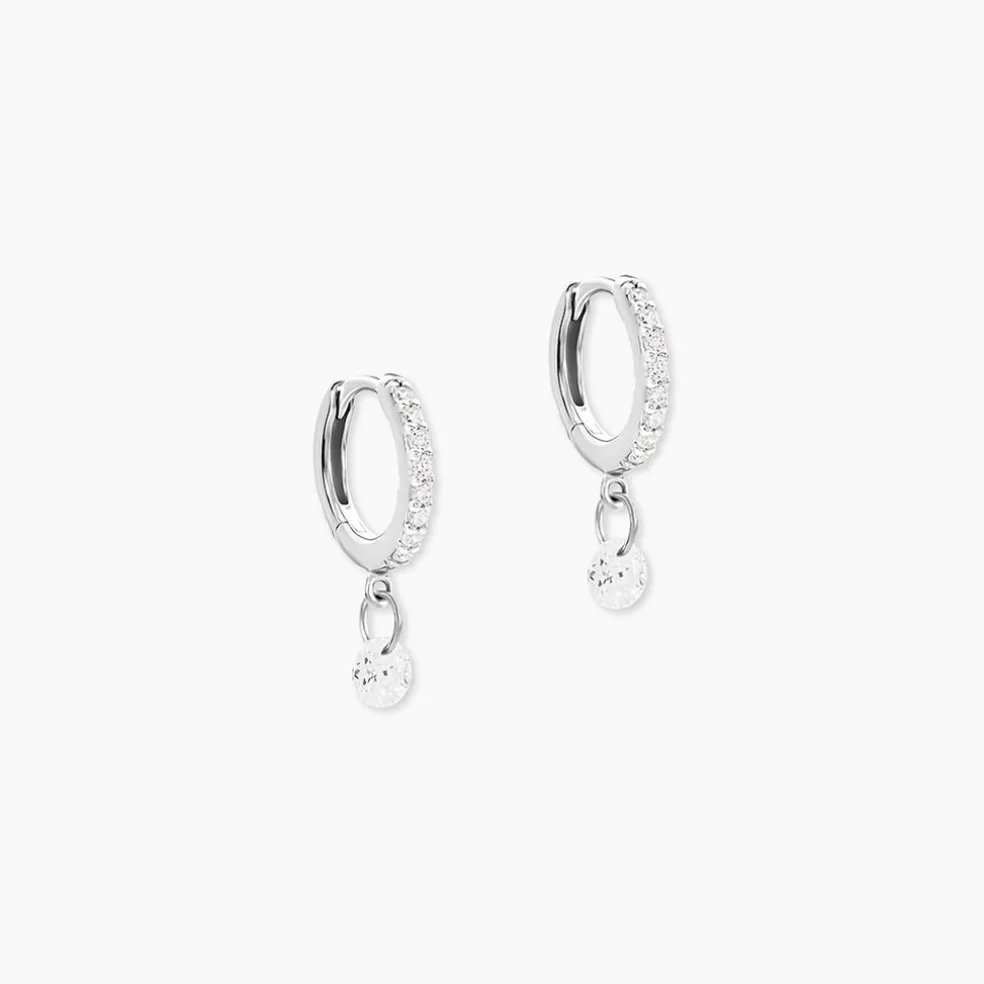Créoles Lisenn Argent Blanc Oxyde De Zirconium
