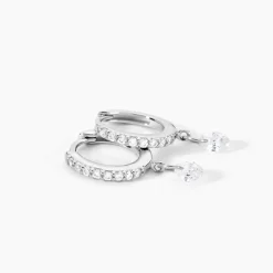 Créoles Lisenn Argent Blanc Oxyde De Zirconium