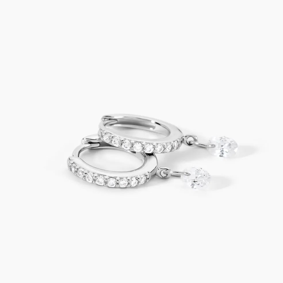 Créoles Lisenn Argent Blanc Oxyde De Zirconium