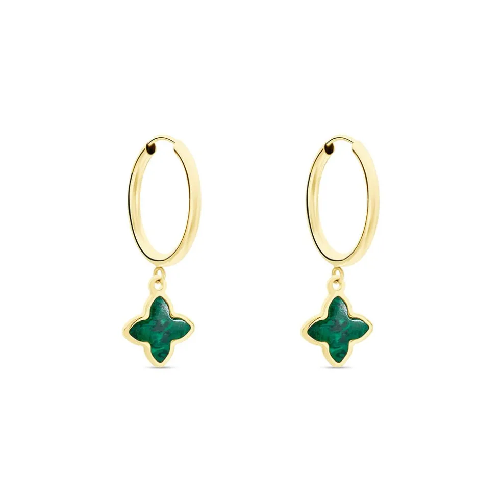 Créoles Marvella Or Jaune Malachite