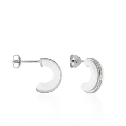 Créoles Noci Argent Blanc Céramique Et Oxyde De Zirconium