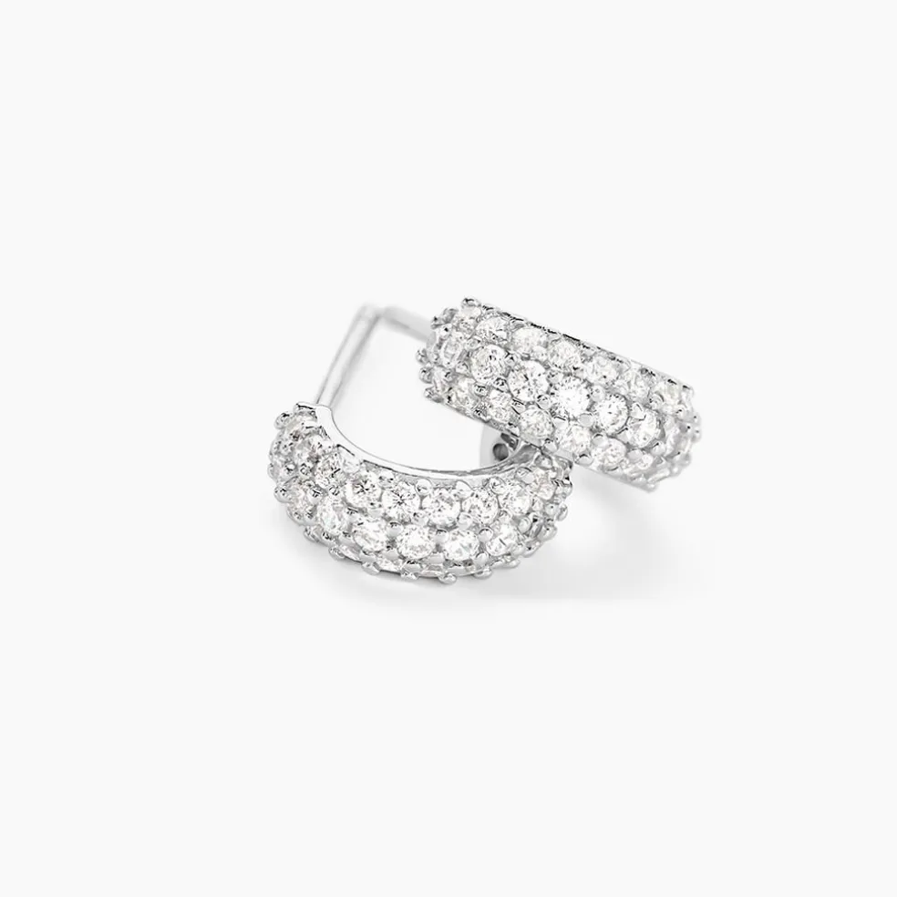 Créoles Palome Argent Blanc Oxyde De Zirconium
