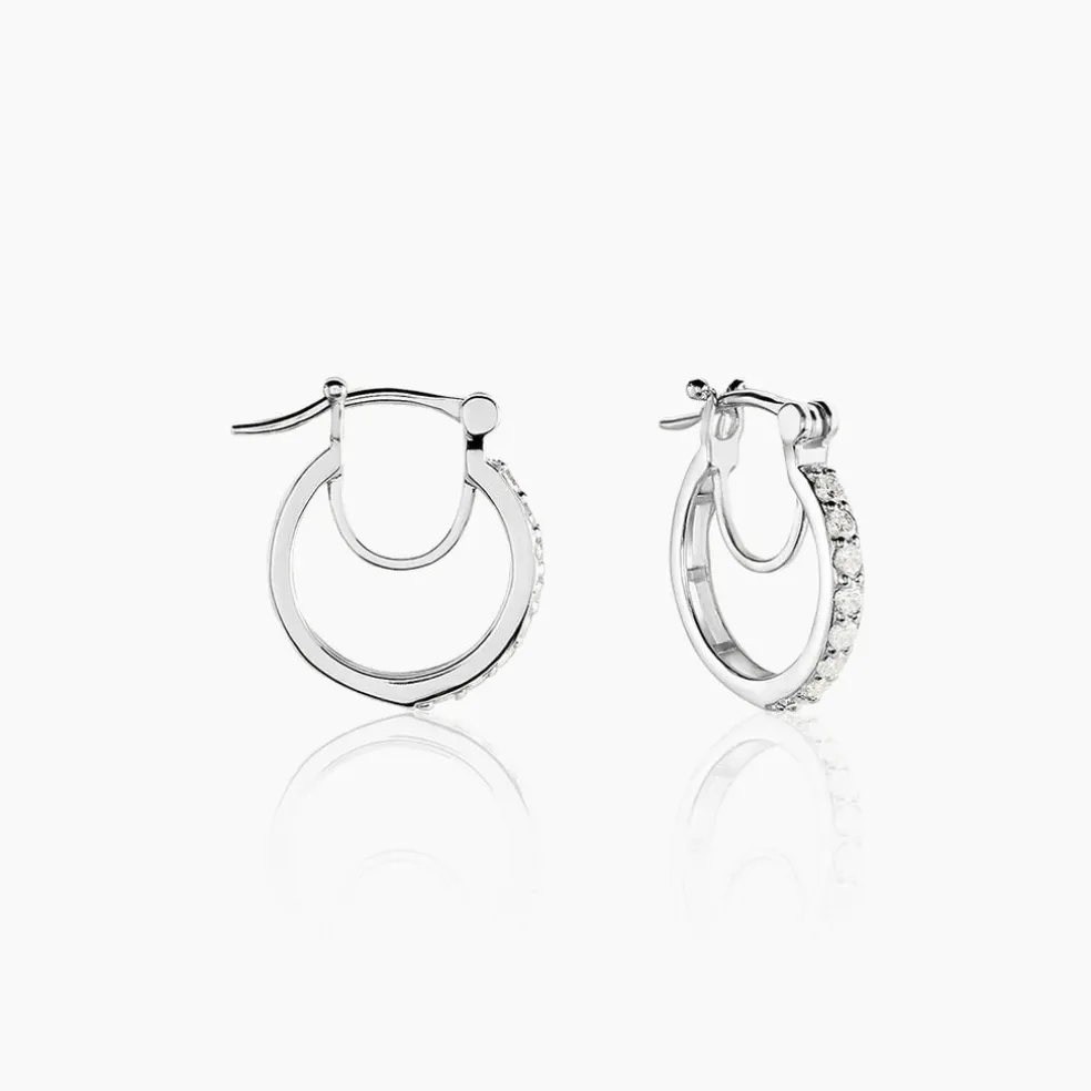Créoles Pasha Argent Blanc Oxyde De Zirconium