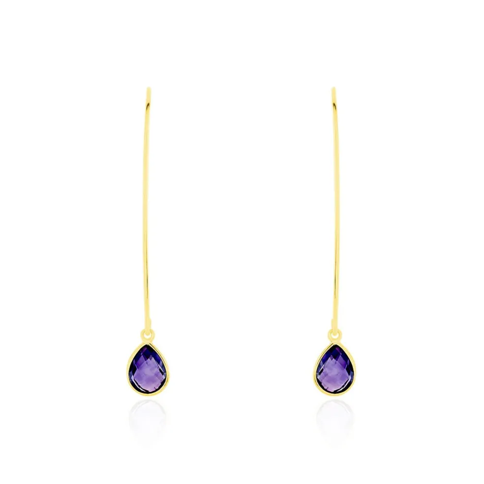 Créoles Phie Poire Or Jaune Amethyste