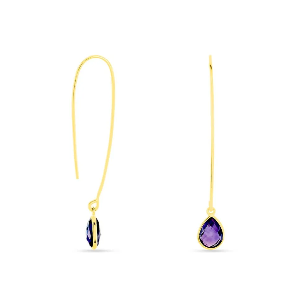 Créoles Phie Poire Or Jaune Amethyste