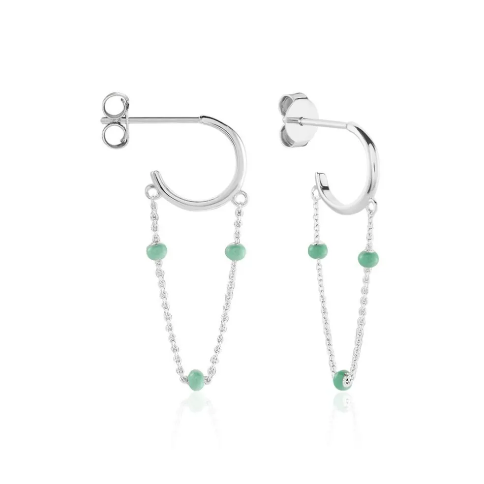 Créoles Polka Argent Blanc