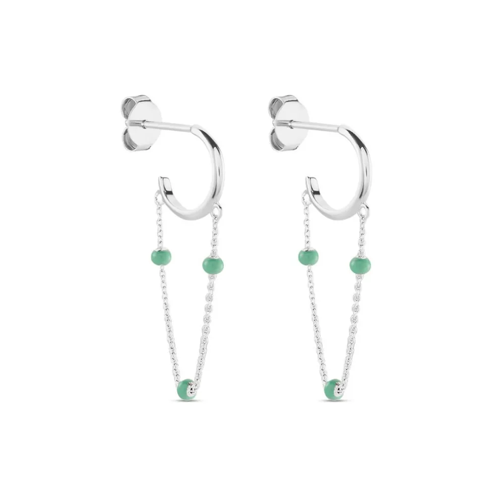 Créoles Polka Argent Blanc