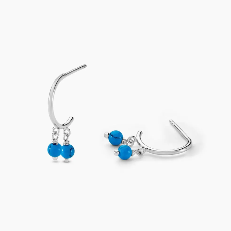 Créoles Riona Argent Blanc Turquoise