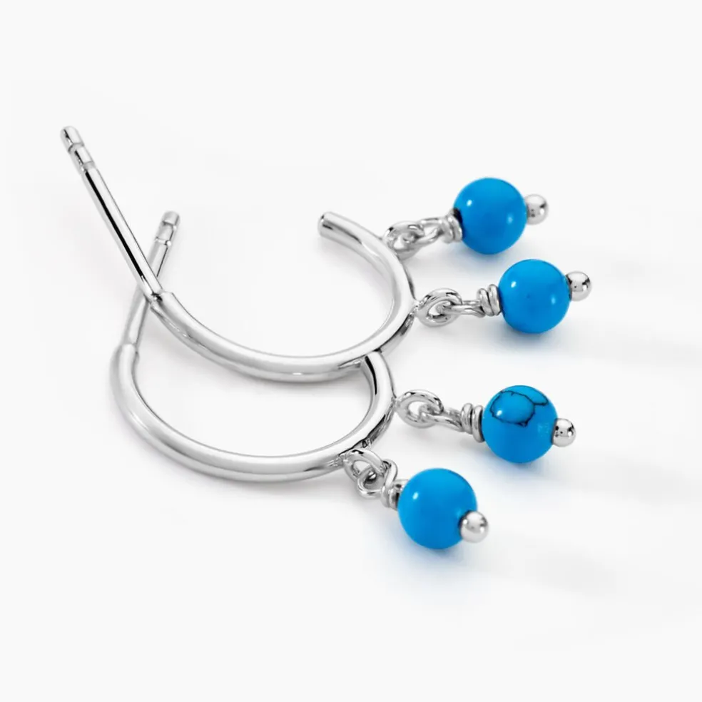 Créoles Riona Argent Blanc Turquoise