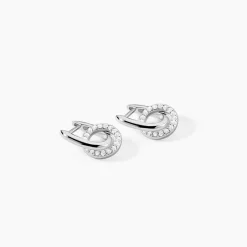 Créoles Riva Argent Blanc Oxyde De Zirconium