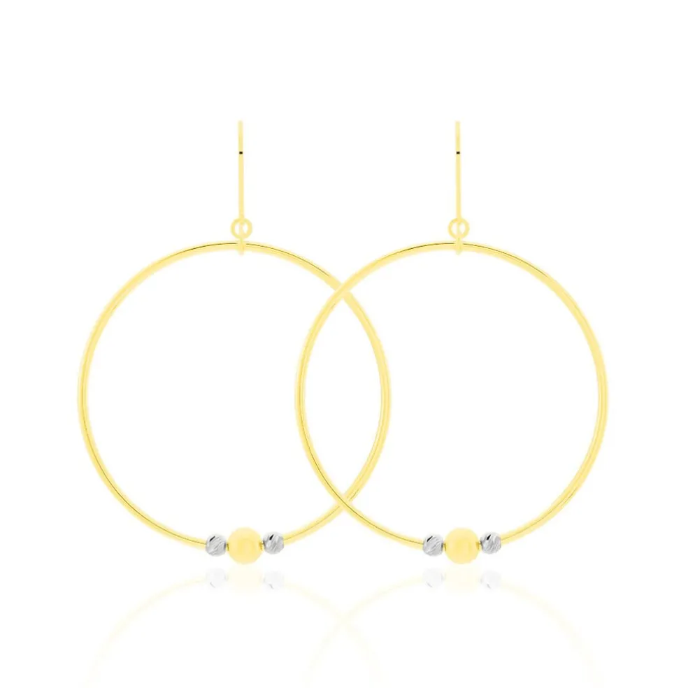 Créoles Rosa Billes Diamantees Or Jaune