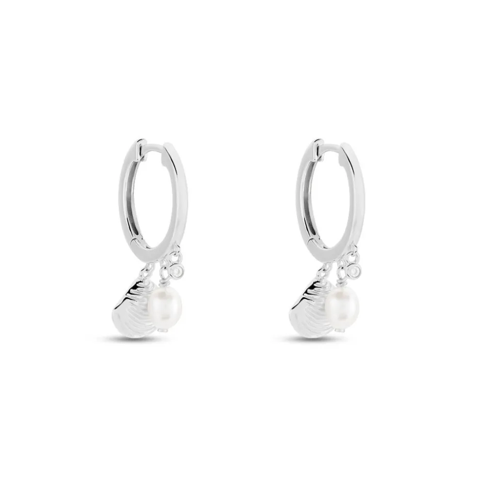 Créoles Shehla Argent Blanc Perle De Culture Oxyde De Zirconium