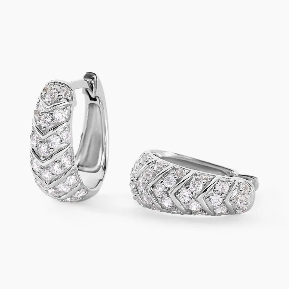 Créoles Tiwa Argent Blanc Oxyde De Zirconium