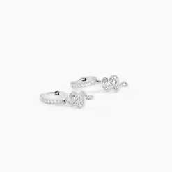 Créoles Ysee Argent Blanc Oxyde De Zirconium