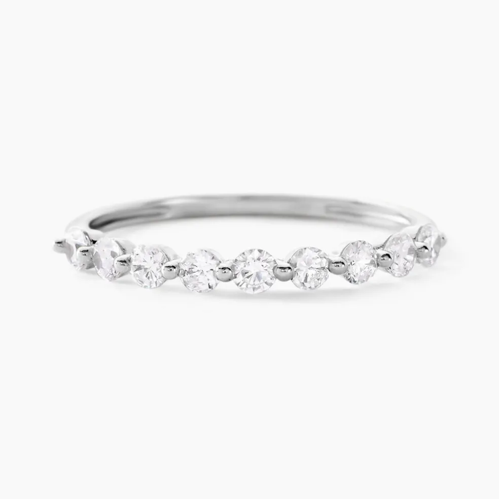 Demi Alliance Or Blanc Eclat D'etoile Oxyde De Zirconium