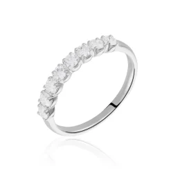 Demi-alliance Or Blanc Eloisa Diamant Synthetique