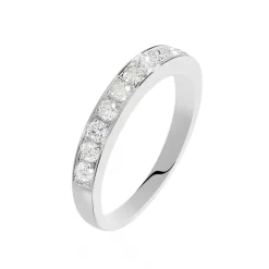 Demi-alliance Or Blanc Valentine Diamants Synthetique