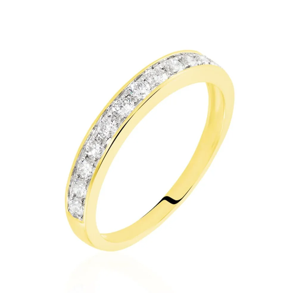 Demi-alliance Or Jaune Valentine Diamant Synthetique