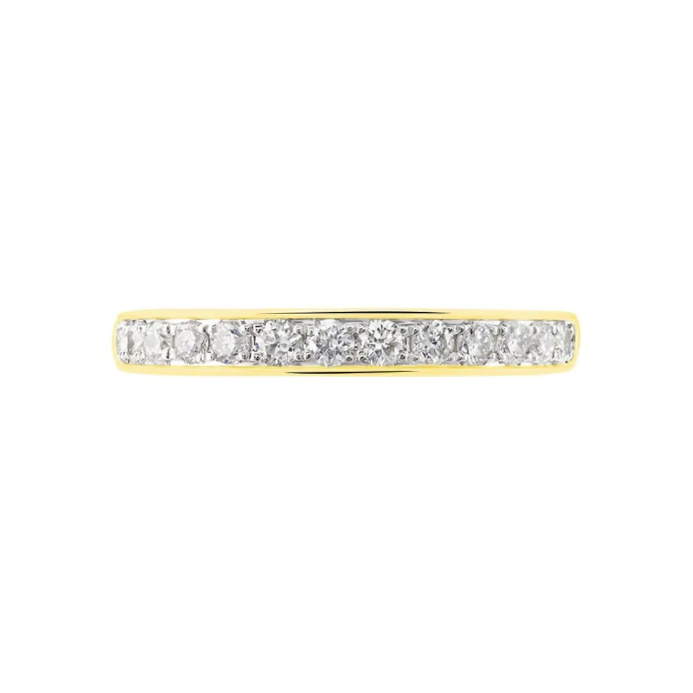 Demi-alliance Or Jaune Valentine Diamant Synthetique