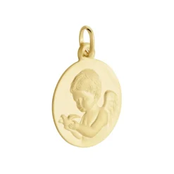 Medaille Or Jaune Ange Et Oiseau