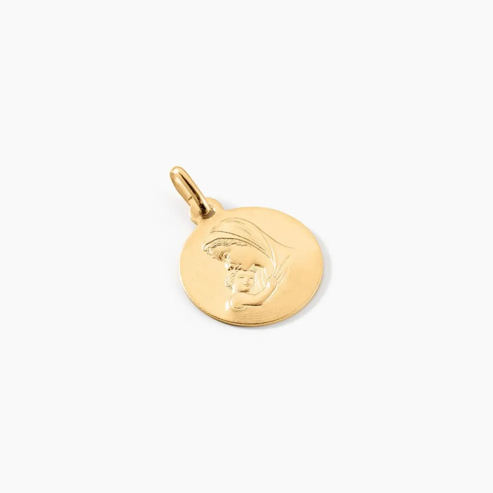 Medaille Or Jaune Vierge A L'enfant