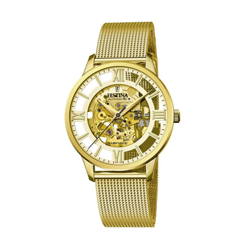 Montre Festina Squelette Doré