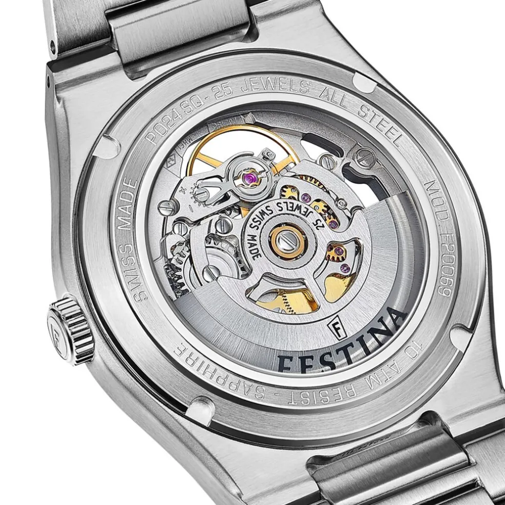 Montre Festina Swiss Made Automatic Squelette 40 Argenté