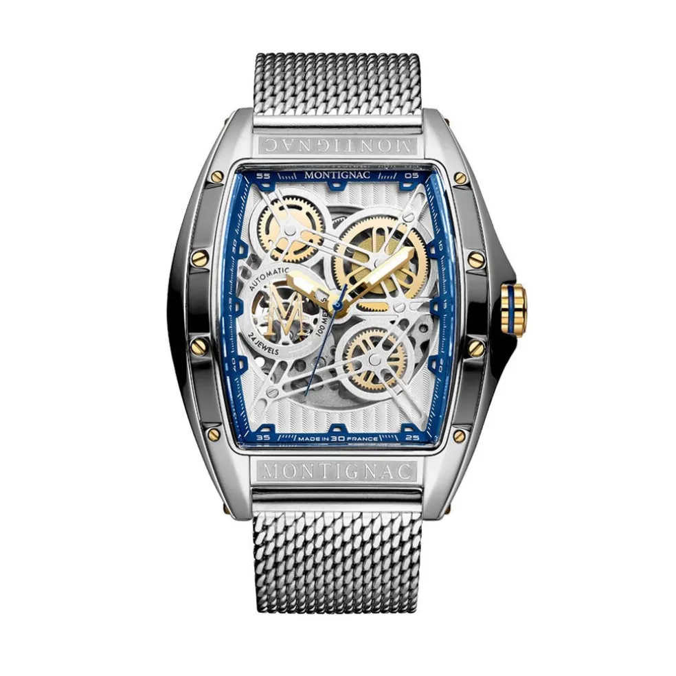 Montre Montignac Tonneau Auto Argenté