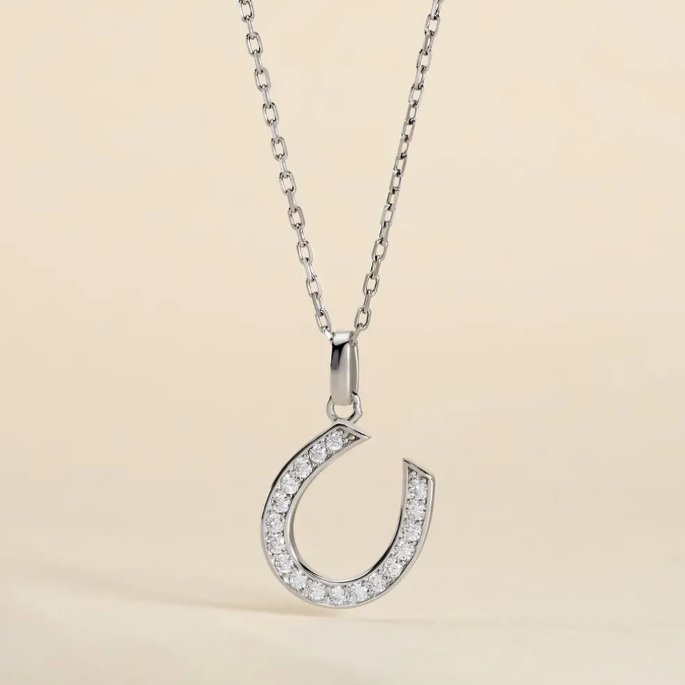 Pendentif Amelot Argent Blanc Oxyde De Zirconium
