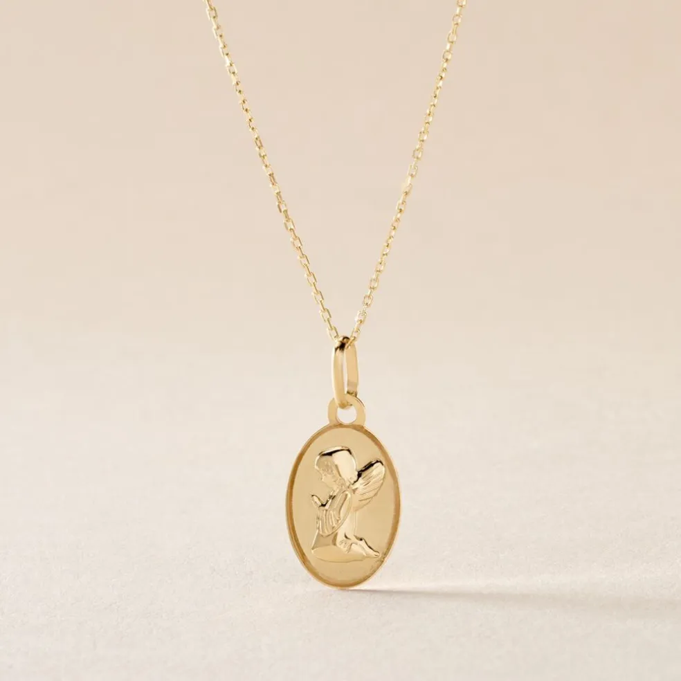 Pendentif Ange Ovale Or Jaune