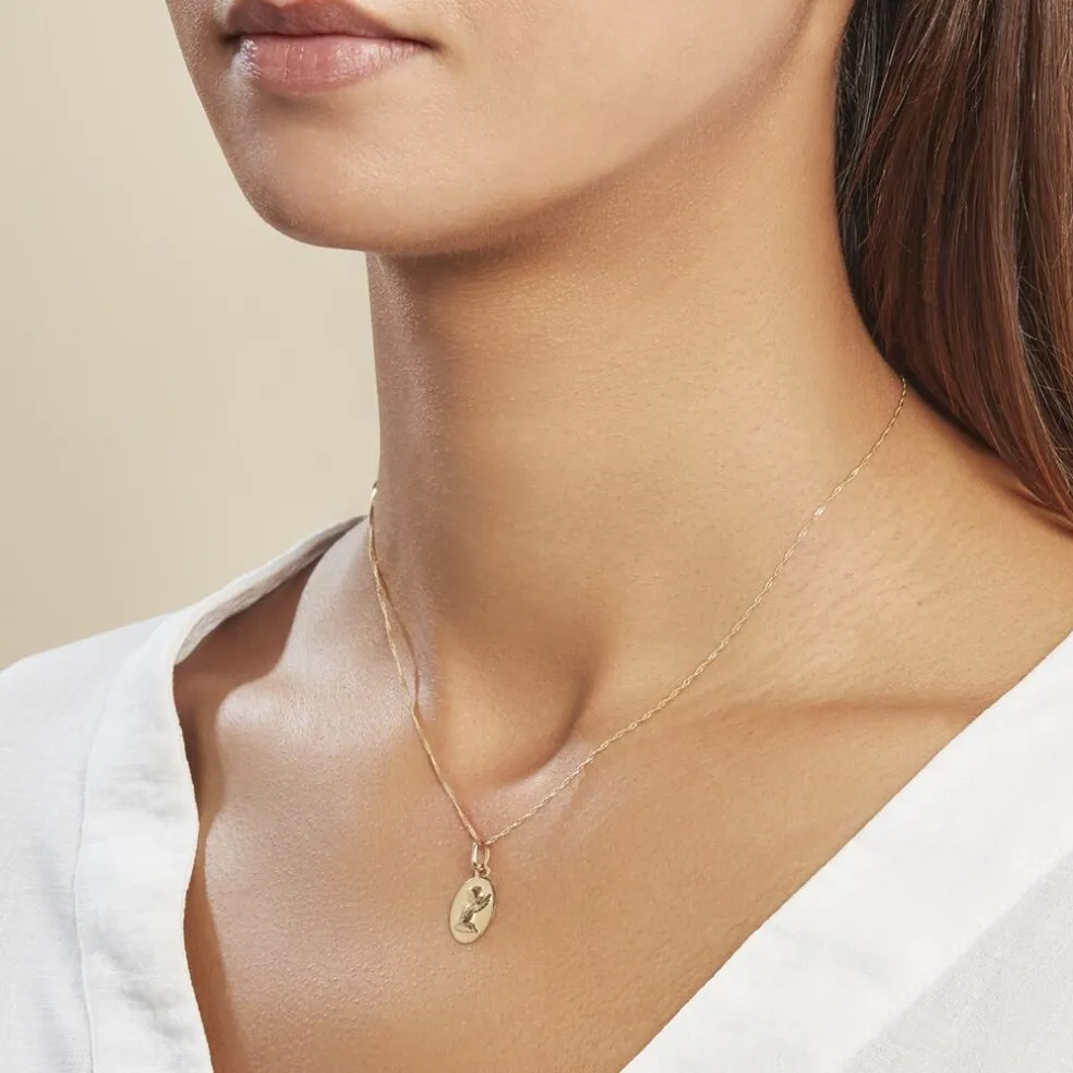 Pendentif Ange Ovale Or Jaune