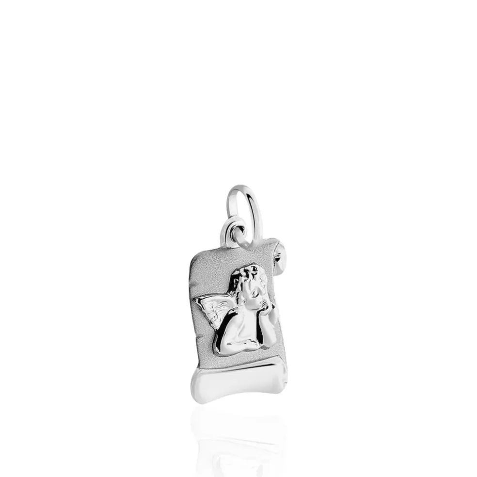 Pendentif Ange Parchemin Or Blanc