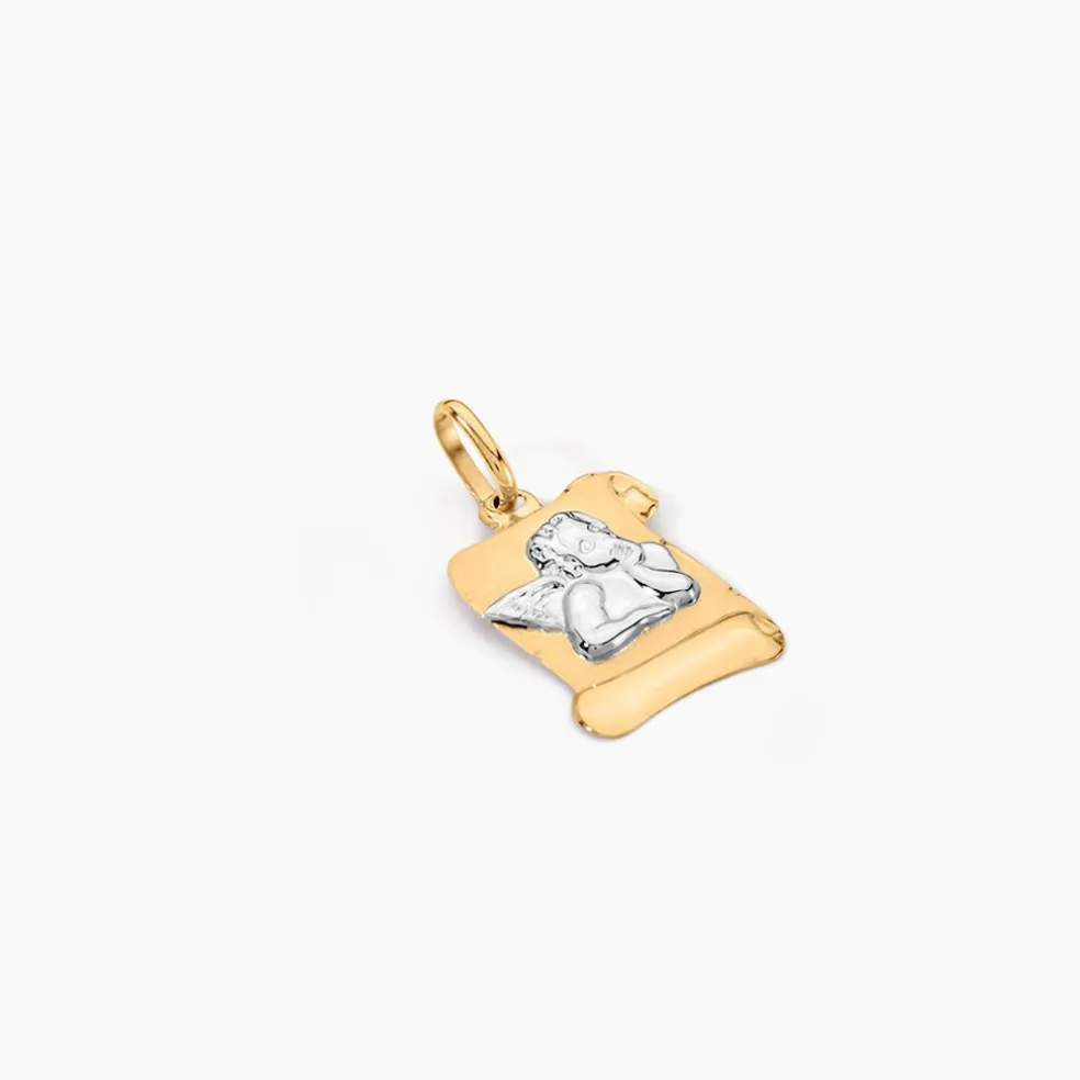 Pendentif Ange Parchemin Or Bicolore