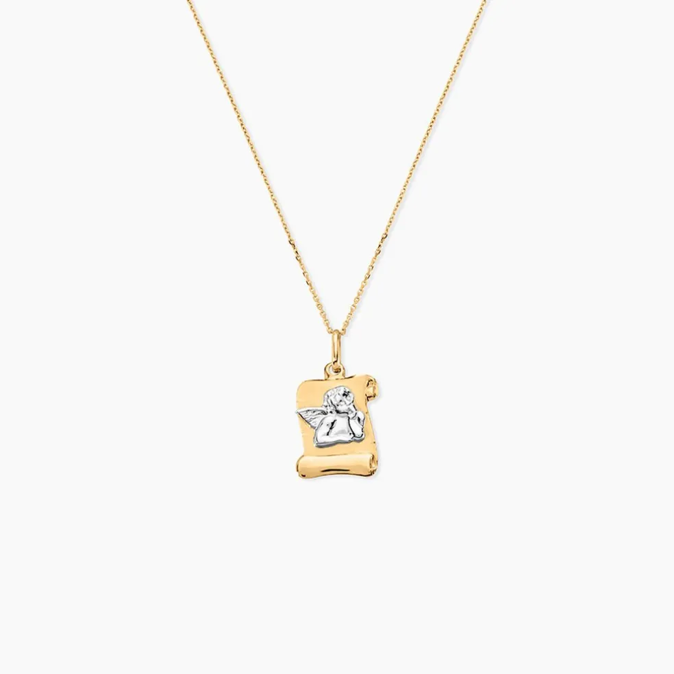 Pendentif Ange Parchemin Or Bicolore