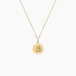 Pendentif Ange Rond Cisele Or Jaune
