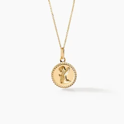 Pendentif Ange Rond Cisele Or Jaune