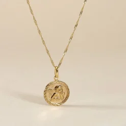 Pendentif Ange Rond Sable Or Jaune
