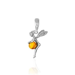 Pendentif Argent Blanc Abellia Ambre