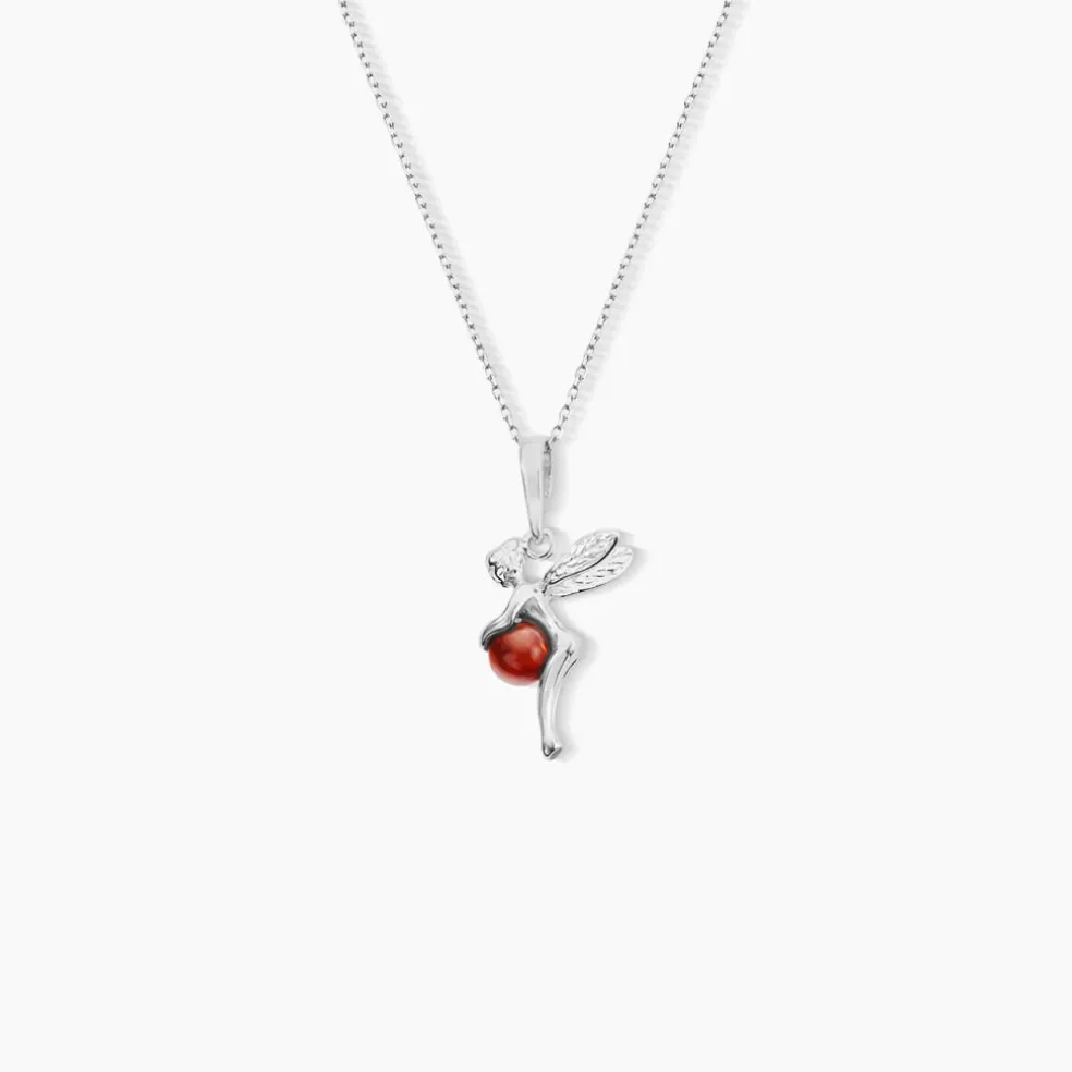 Pendentif Argent Blanc Abellia Ambre