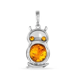 Pendentif Argent Blanc Benoite Ambre