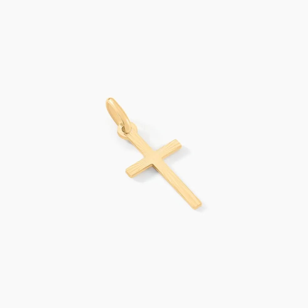 Pendentif Bathilde Croix Striee Or Jaune