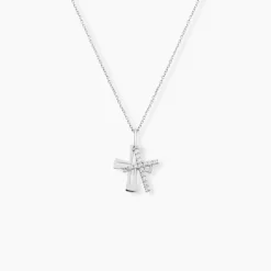 Pendentif Canice Croix Or Blanc Oxyde De Zirconium