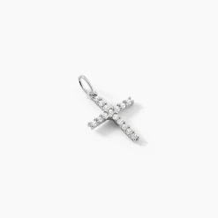 Pendentif Canice Croix Or Blanc Oxyde De Zirconium