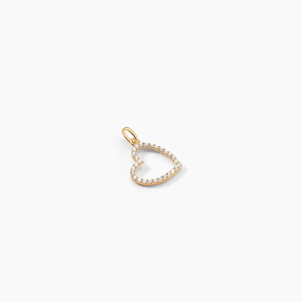Pendentif Coeur Penche Or Jaune Oxyde De Zirconium